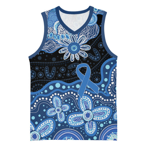 Prostate Cancer Awareness Aussie Indigenous Basketball Jersey Blue Ribbon Aboriginal Arts