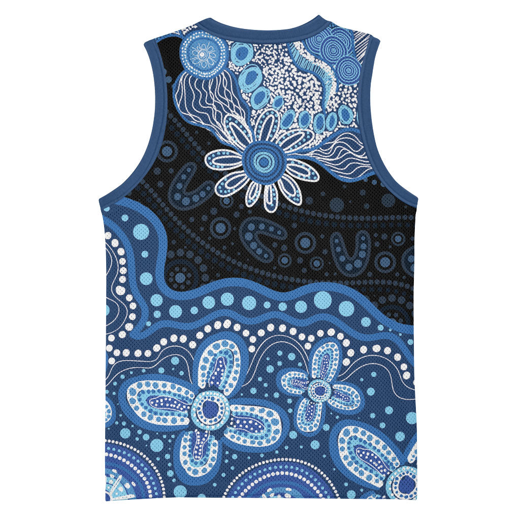Prostate Cancer Awareness Aussie Indigenous Basketball Jersey Blue Ribbon Aboriginal Arts