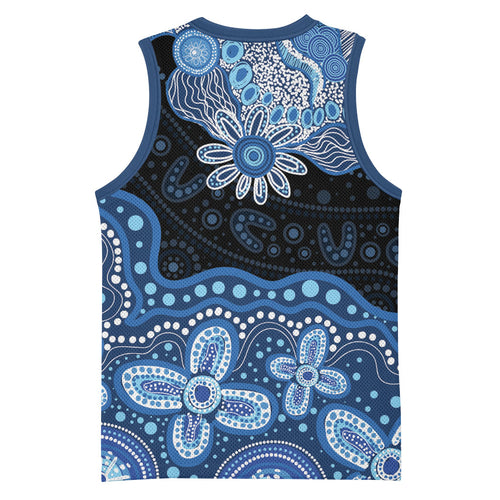 Prostate Cancer Awareness Aussie Indigenous Basketball Jersey Blue Ribbon Aboriginal Arts