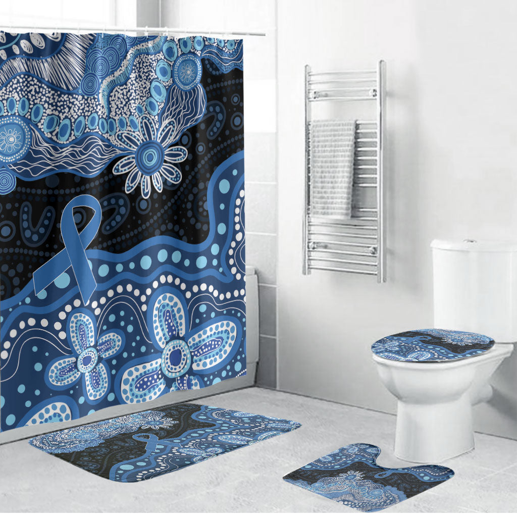 Prostate Cancer Awareness Aussie Indigenous Bathroom Set Blue Ribbon Aboriginal Arts