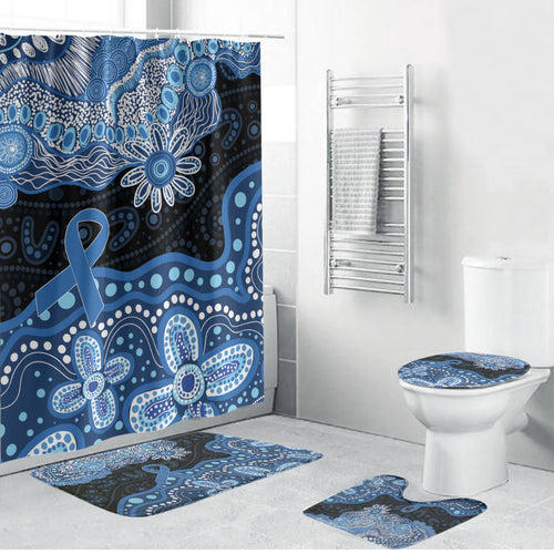 Prostate Cancer Awareness Aussie Indigenous Bathroom Set Blue Ribbon Aboriginal Arts