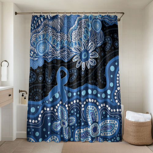 Prostate Cancer Awareness Aussie Indigenous Bathroom Set Blue Ribbon Aboriginal Arts