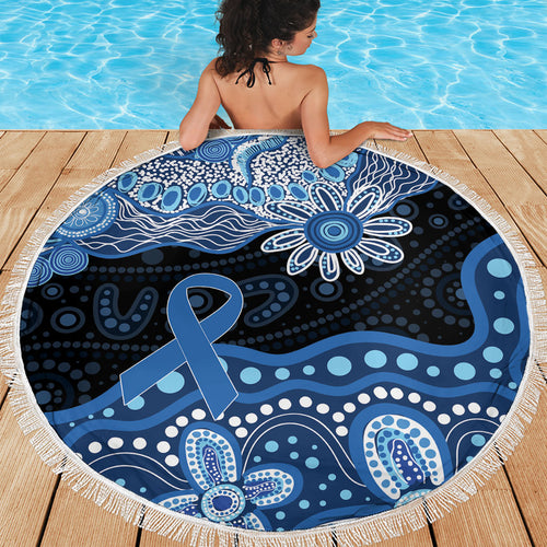 Prostate Cancer Awareness Aussie Indigenous Beach Blanket Blue Ribbon Aboriginal Arts