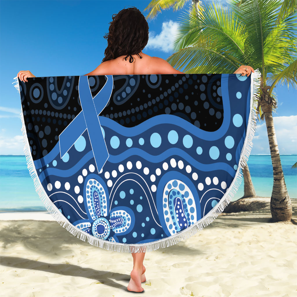 Prostate Cancer Awareness Aussie Indigenous Beach Blanket Blue Ribbon Aboriginal Arts