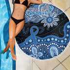Prostate Cancer Awareness Aussie Indigenous Beach Blanket Blue Ribbon Aboriginal Arts