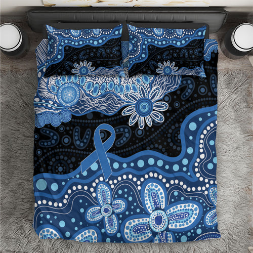 Prostate Cancer Awareness Aussie Indigenous Bedding Set Blue Ribbon Aboriginal Arts