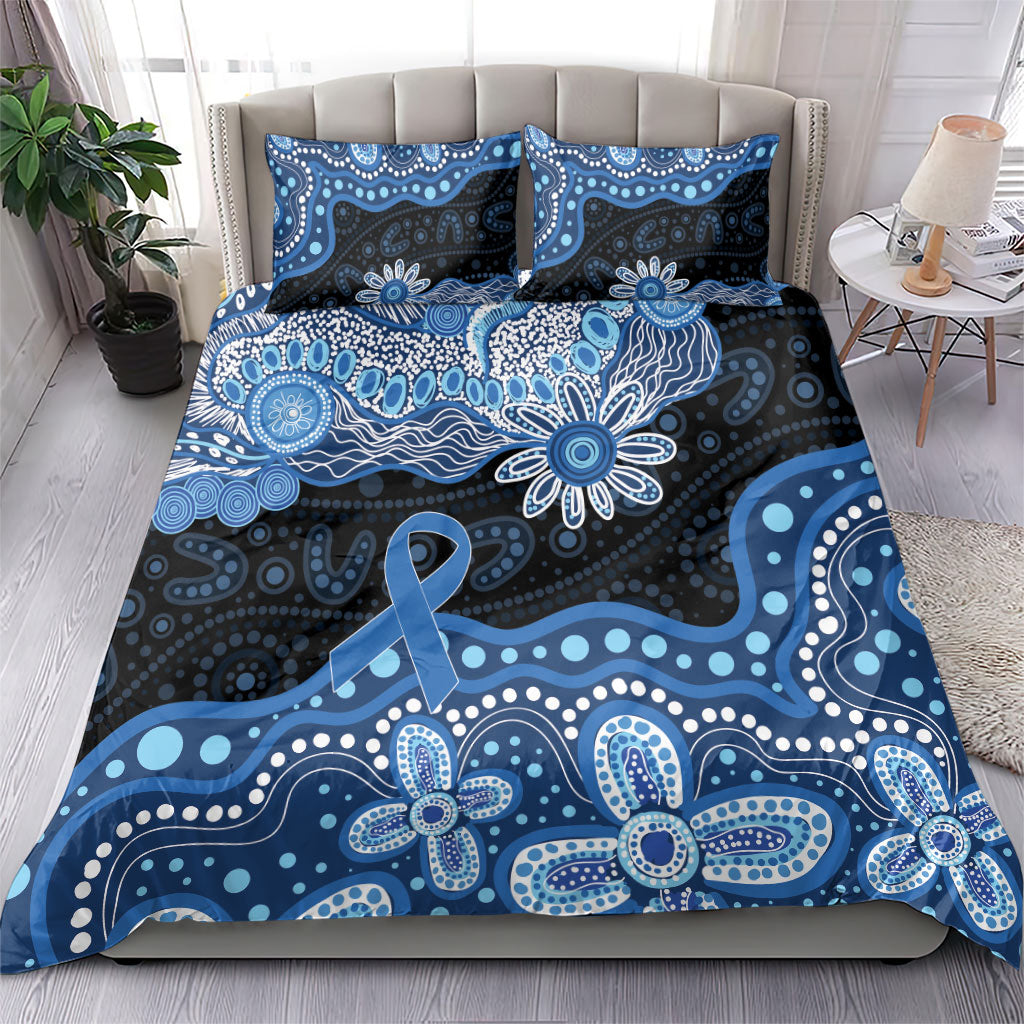 Prostate Cancer Awareness Aussie Indigenous Bedding Set Blue Ribbon Aboriginal Arts