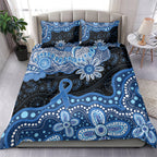 Prostate Cancer Awareness Aussie Indigenous Bedding Set Blue Ribbon Aboriginal Arts