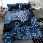 Prostate Cancer Awareness Aussie Indigenous Bedding Set Blue Ribbon Aboriginal Arts