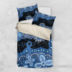Prostate Cancer Awareness Aussie Indigenous Bedding Set Blue Ribbon Aboriginal Arts