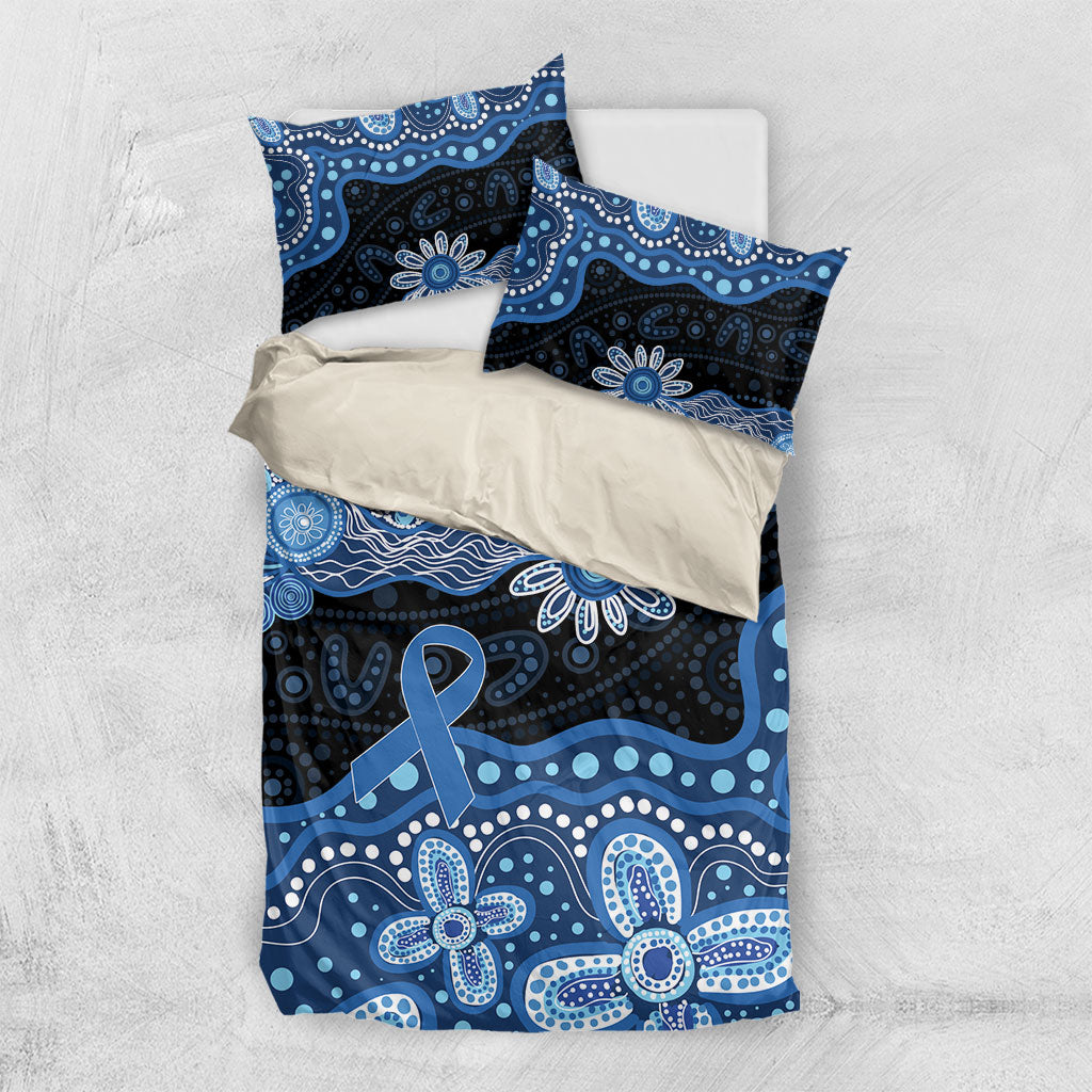 Prostate Cancer Awareness Aussie Indigenous Bedding Set Blue Ribbon Aboriginal Arts
