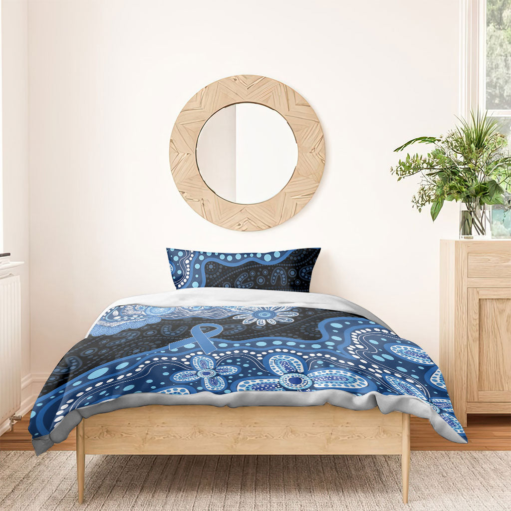 Prostate Cancer Awareness Aussie Indigenous Bedding Set Blue Ribbon Aboriginal Arts