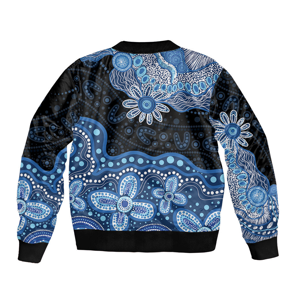 Prostate Cancer Awareness Aussie Indigenous Bomber Jacket Blue Ribbon Aboriginal Arts