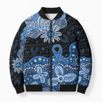 Prostate Cancer Awareness Aussie Indigenous Bomber Puffer Jacket Blue Ribbon Aboriginal Arts