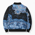 Prostate Cancer Awareness Aussie Indigenous Bomber Puffer Jacket Blue Ribbon Aboriginal Arts