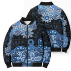 Prostate Cancer Awareness Aussie Indigenous Bomber Puffer Jacket Blue Ribbon Aboriginal Arts