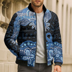 Prostate Cancer Awareness Aussie Indigenous Bomber Puffer Jacket Blue Ribbon Aboriginal Arts