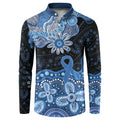 Prostate Cancer Awareness Aussie Indigenous Button Sweatshirt Blue Ribbon Aboriginal Arts