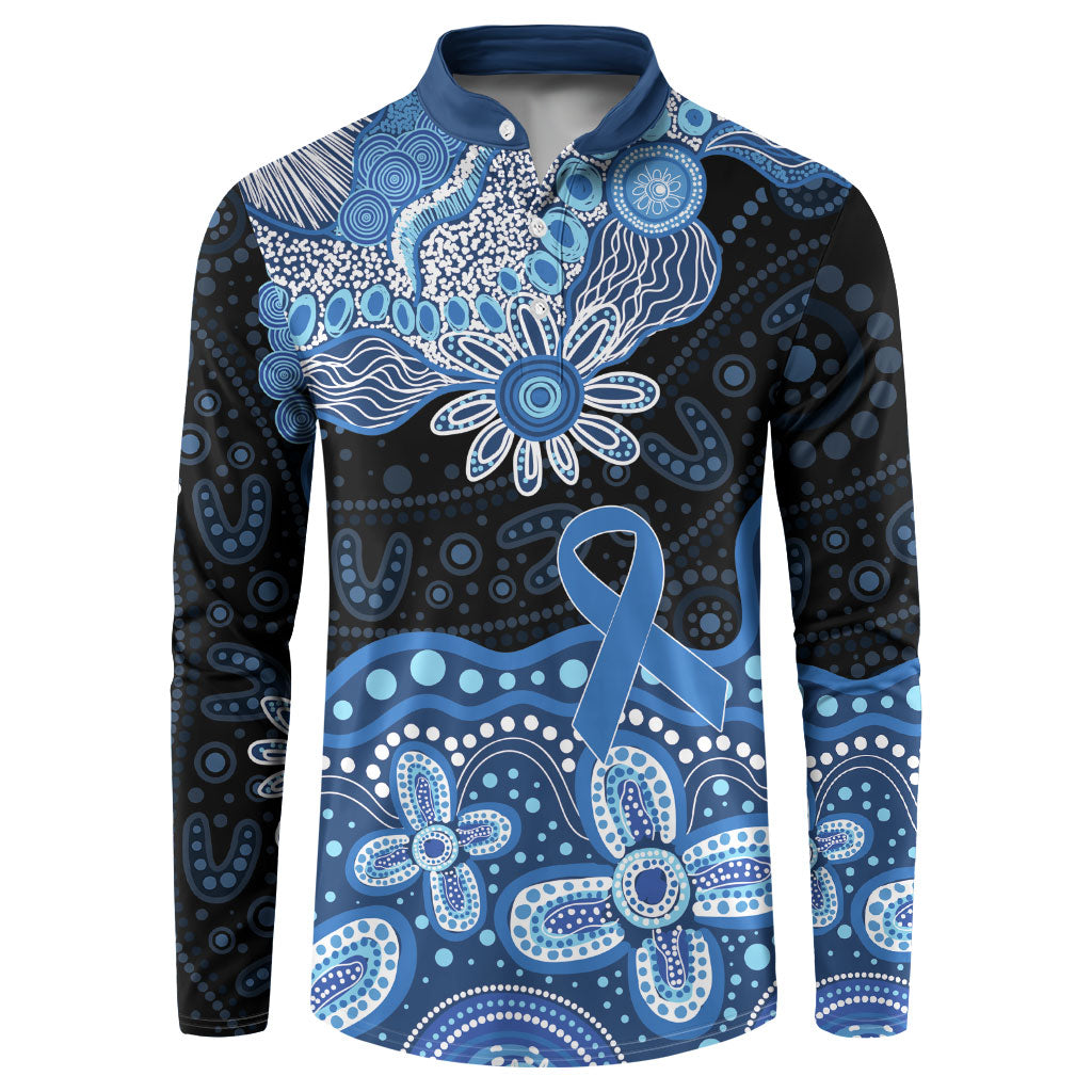 Prostate Cancer Awareness Aussie Indigenous Button Sweatshirt Blue Ribbon Aboriginal Arts
