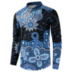 Prostate Cancer Awareness Aussie Indigenous Button Sweatshirt Blue Ribbon Aboriginal Arts