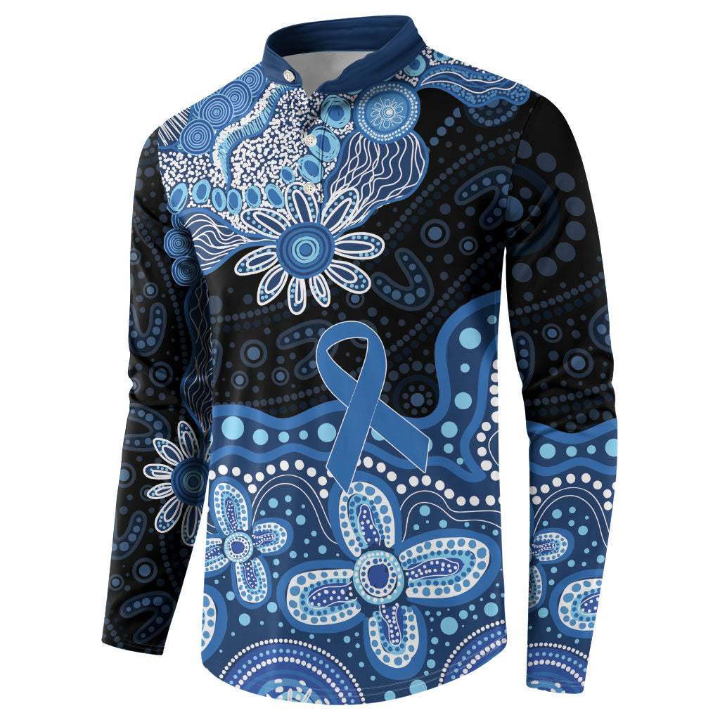 Prostate Cancer Awareness Aussie Indigenous Button Sweatshirt Blue Ribbon Aboriginal Arts