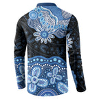 Prostate Cancer Awareness Aussie Indigenous Button Sweatshirt Blue Ribbon Aboriginal Arts