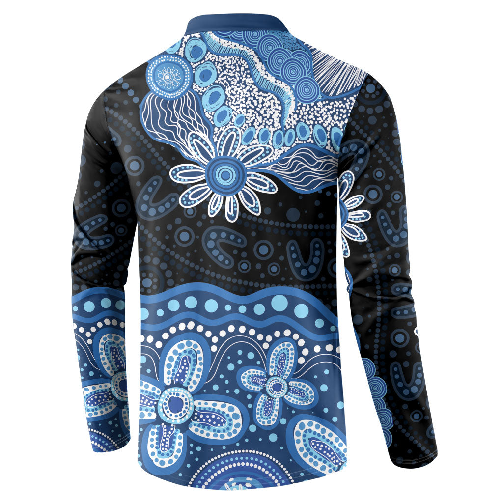 Prostate Cancer Awareness Aussie Indigenous Button Sweatshirt Blue Ribbon Aboriginal Arts