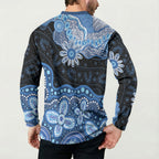 Prostate Cancer Awareness Aussie Indigenous Button Sweatshirt Blue Ribbon Aboriginal Arts