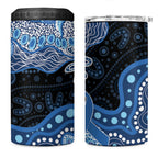 Prostate Cancer Awareness Aussie Indigenous 4 in 1 Can Cooler Tumbler Blue Ribbon Aboriginal Arts
