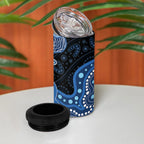 Prostate Cancer Awareness Aussie Indigenous 4 in 1 Can Cooler Tumbler Blue Ribbon Aboriginal Arts