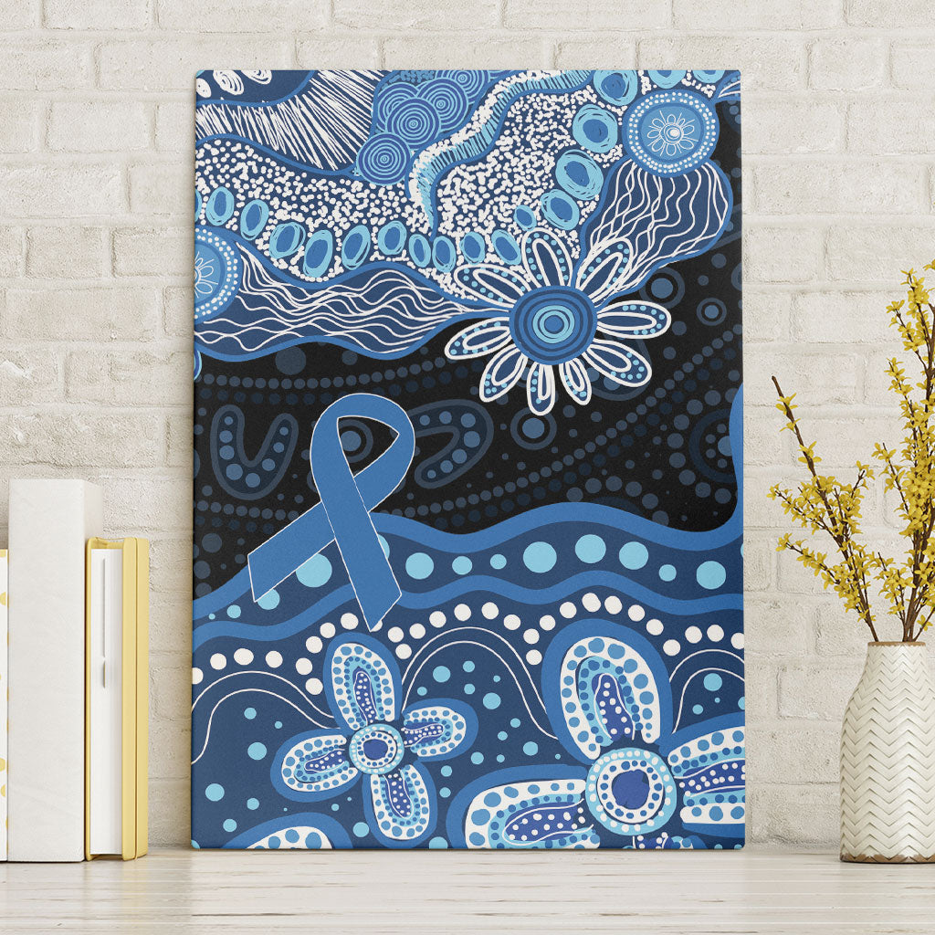 Prostate Cancer Awareness Aussie Indigenous Canvas Wall Art Blue Ribbon Aboriginal Arts