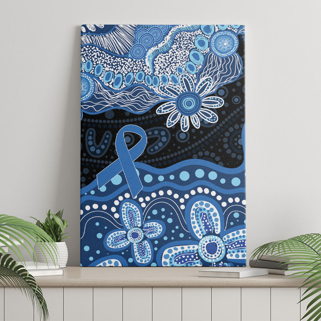 Prostate Cancer Awareness Aussie Indigenous Canvas Wall Art Blue Ribbon Aboriginal Arts