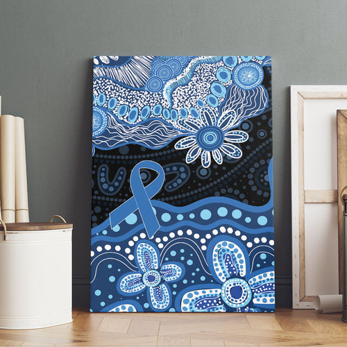 Prostate Cancer Awareness Aussie Indigenous Canvas Wall Art Blue Ribbon Aboriginal Arts