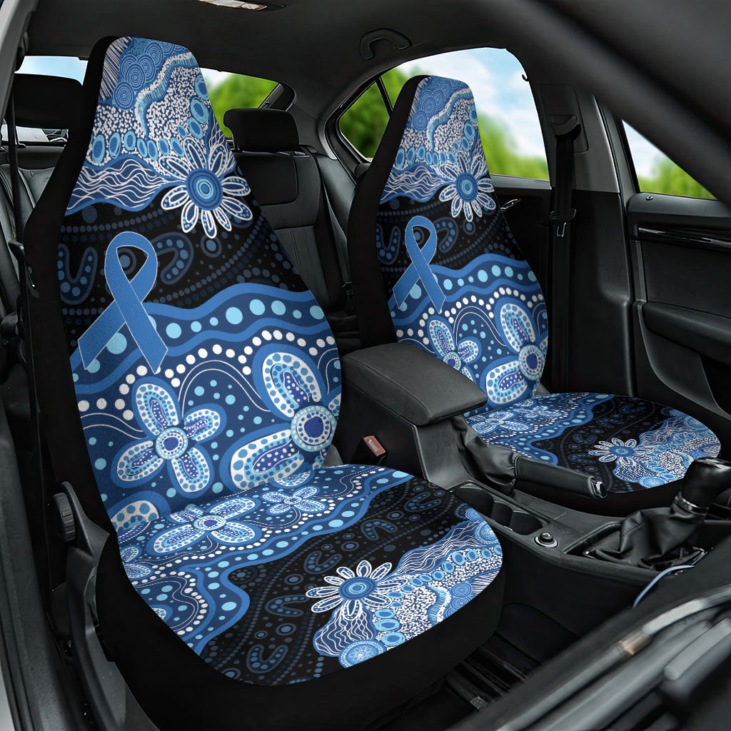 Prostate Cancer Awareness Aussie Indigenous Car Seat Cover Blue Ribbon Aboriginal Arts