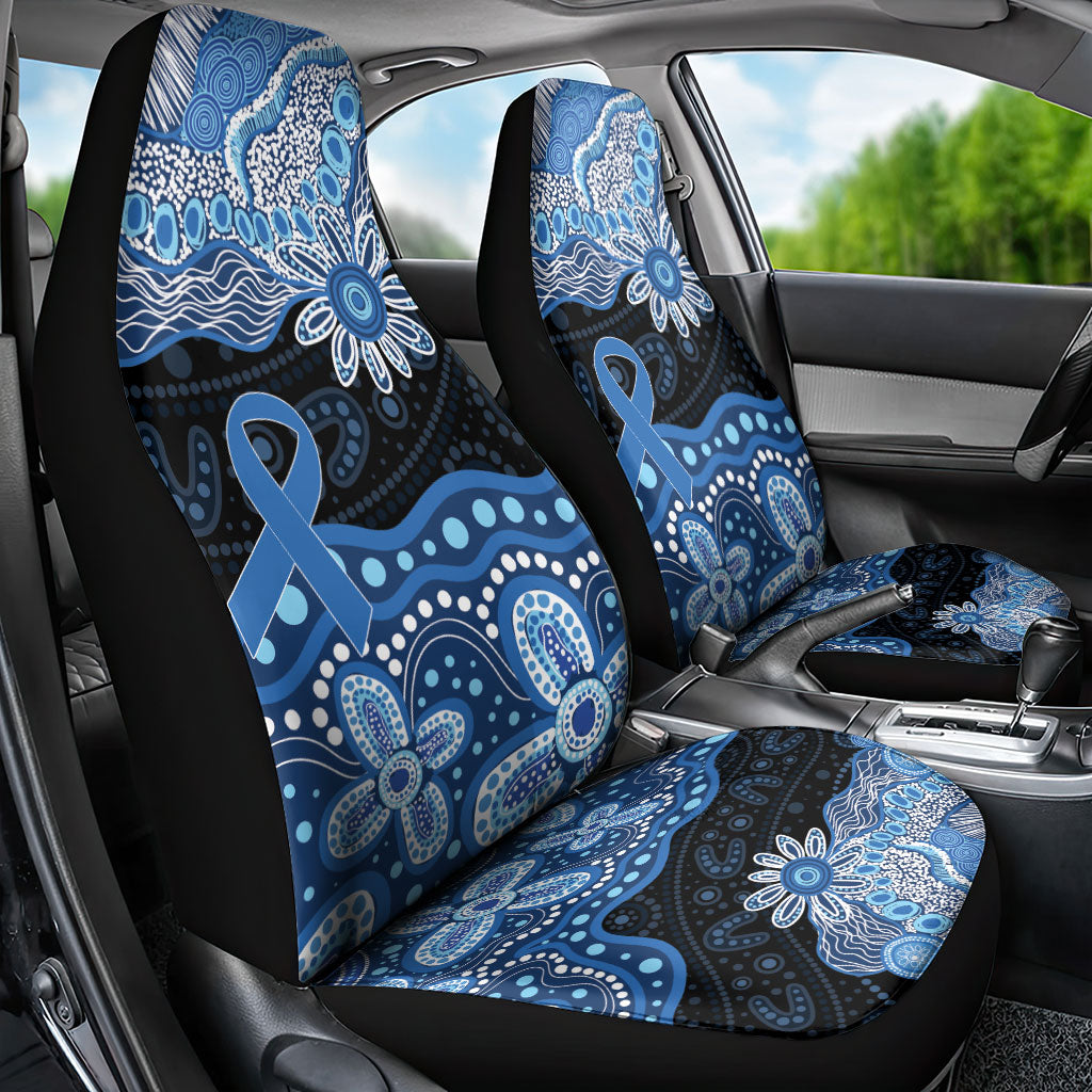 Prostate Cancer Awareness Aussie Indigenous Car Seat Cover Blue Ribbon Aboriginal Arts