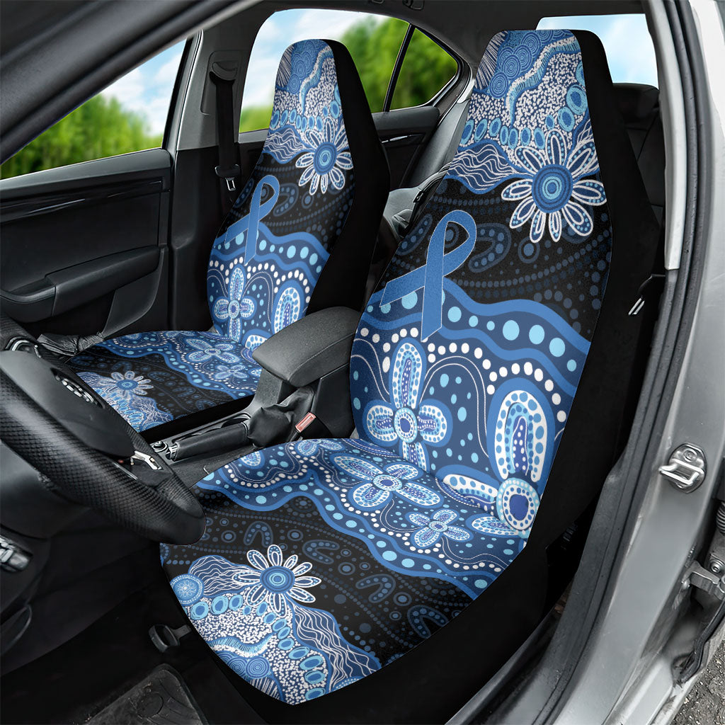 Prostate Cancer Awareness Aussie Indigenous Car Seat Cover Blue Ribbon Aboriginal Arts