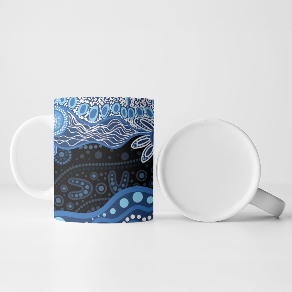 Prostate Cancer Awareness Aussie Indigenous Ceramic Mug Blue Ribbon Aboriginal Arts