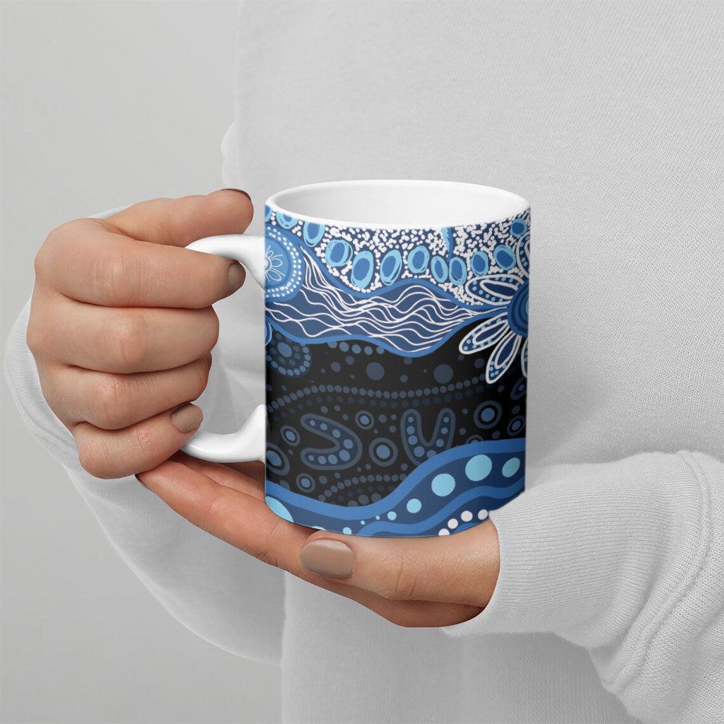 Prostate Cancer Awareness Aussie Indigenous Ceramic Mug Blue Ribbon Aboriginal Arts