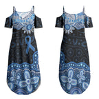Prostate Cancer Awareness Aussie Indigenous Couples Matching Summer Maxi Dress and Hawaiian Shirt Blue Ribbon Aboriginal Arts