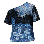 Prostate Cancer Awareness Aussie Indigenous Cross Shoulder Shirt Blue Ribbon Aboriginal Arts
