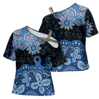 Prostate Cancer Awareness Aussie Indigenous Cross Shoulder Shirt Blue Ribbon Aboriginal Arts