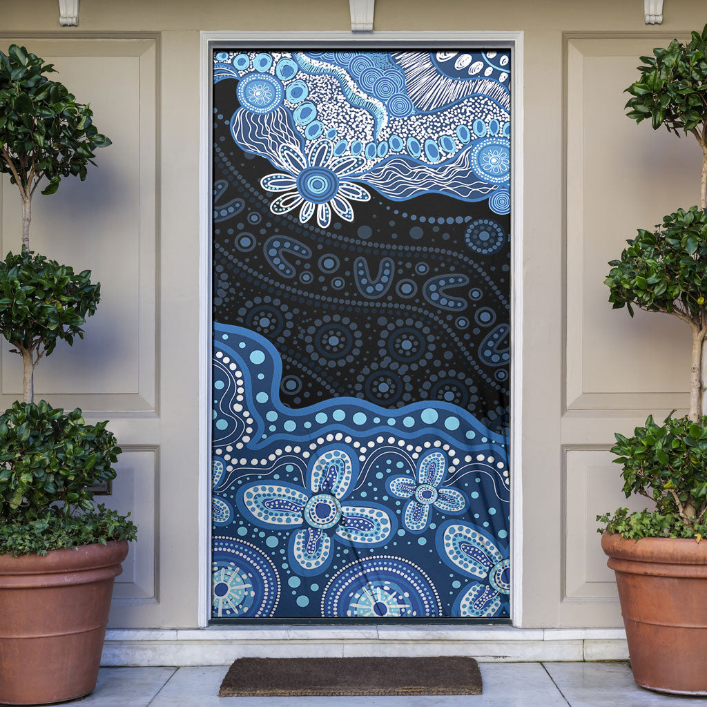 Prostate Cancer Awareness Aussie Indigenous Door Cover Blue Ribbon Aboriginal Arts