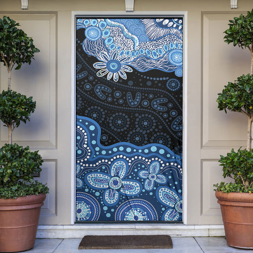 Prostate Cancer Awareness Aussie Indigenous Door Cover Blue Ribbon Aboriginal Arts