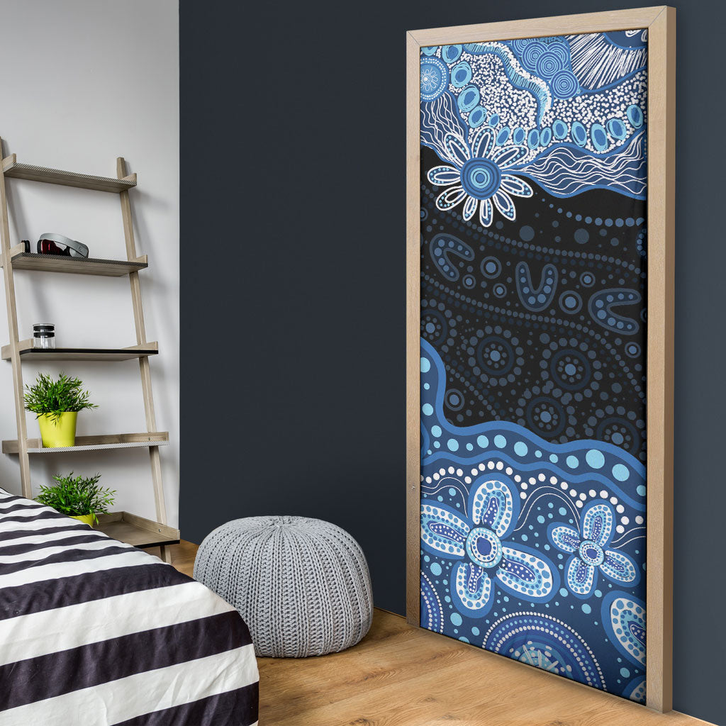 Prostate Cancer Awareness Aussie Indigenous Door Cover Blue Ribbon Aboriginal Arts