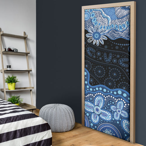 Prostate Cancer Awareness Aussie Indigenous Door Cover Blue Ribbon Aboriginal Arts