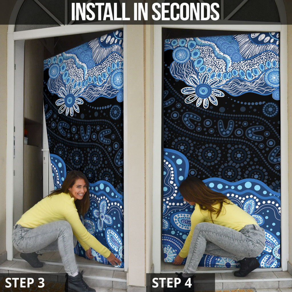 Prostate Cancer Awareness Aussie Indigenous Door Cover Blue Ribbon Aboriginal Arts