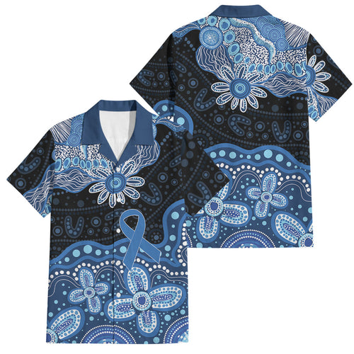 Prostate Cancer Awareness Aussie Indigenous Family Matching Summer Maxi Dress and Hawaiian Shirt Blue Ribbon Aboriginal Arts