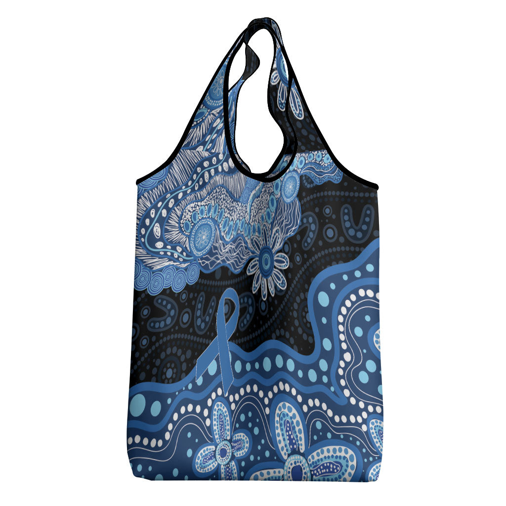 Prostate Cancer Awareness Aussie Indigenous Grocery Bag Blue Ribbon Aboriginal Arts