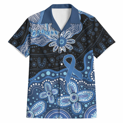 Prostate Cancer Awareness Aussie Indigenous Hawaiian Shirt Blue Ribbon Aboriginal Arts