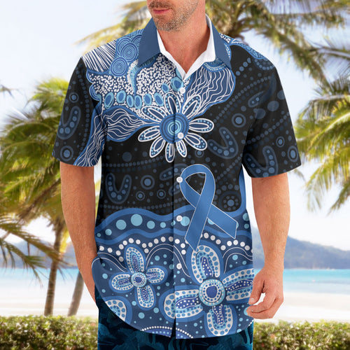 Prostate Cancer Awareness Aussie Indigenous Hawaiian Shirt Blue Ribbon Aboriginal Arts